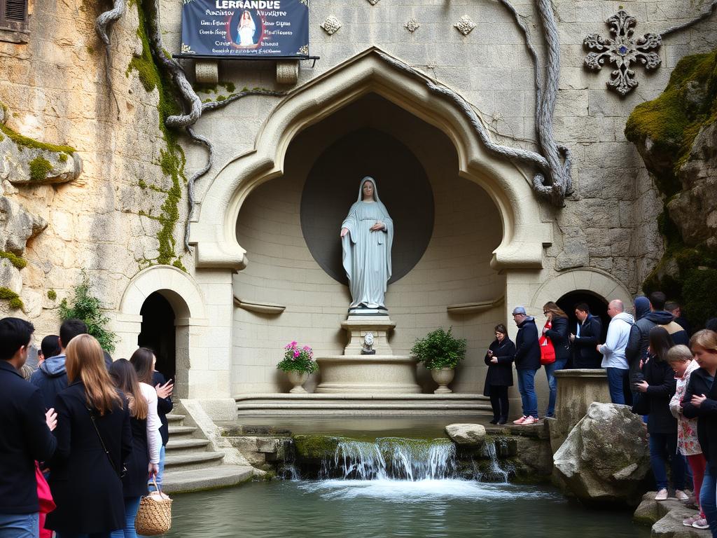 Grota Massabielle w Lourdes, miejsce objawień Matki Bożej Grota Massabielle w Lourdes, miejsce objawień Matki Bożej