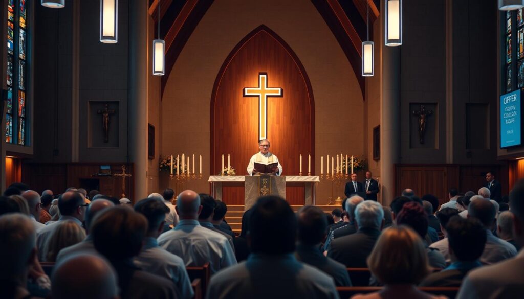 Lektor czytający Pismo Święte podczas Liturgii Słowa Lektor czytający Pismo Święte podczas Liturgii Słowa