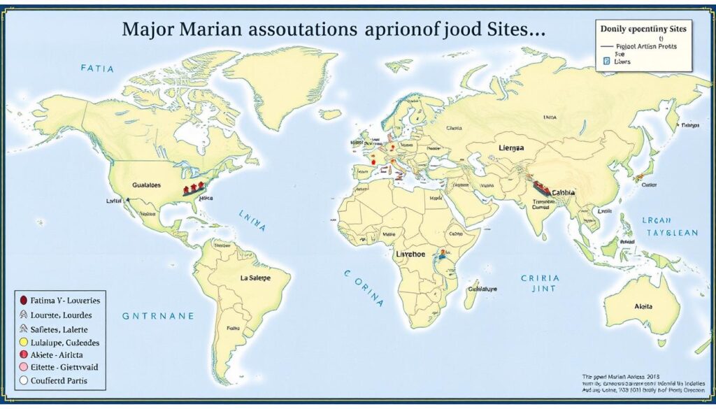 Mapa najważniejszych objawień maryjnych na świecie Mapa najważniejszych objawień maryjnych na świecie