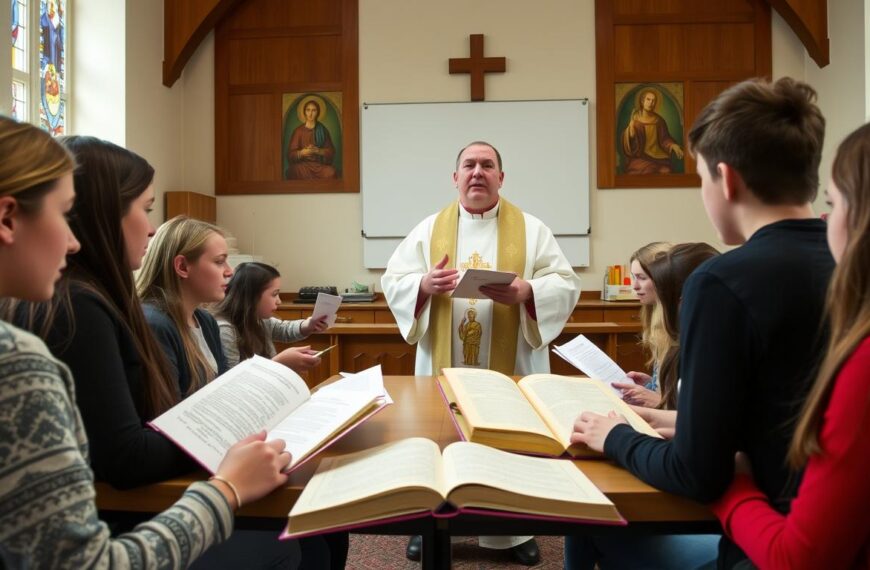 Młodzież przygotowująca się do bierzmowania i wybierająca imiona do bierzmowania