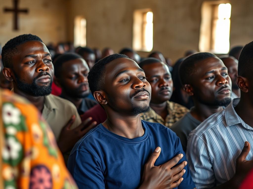 Nigeryjscy chrześcijanie podczas modlitwy mimo zagrożenia prześladowaniami Nigeryjscy chrześcijanie podczas modlitwy mimo zagrożenia prześladowaniami