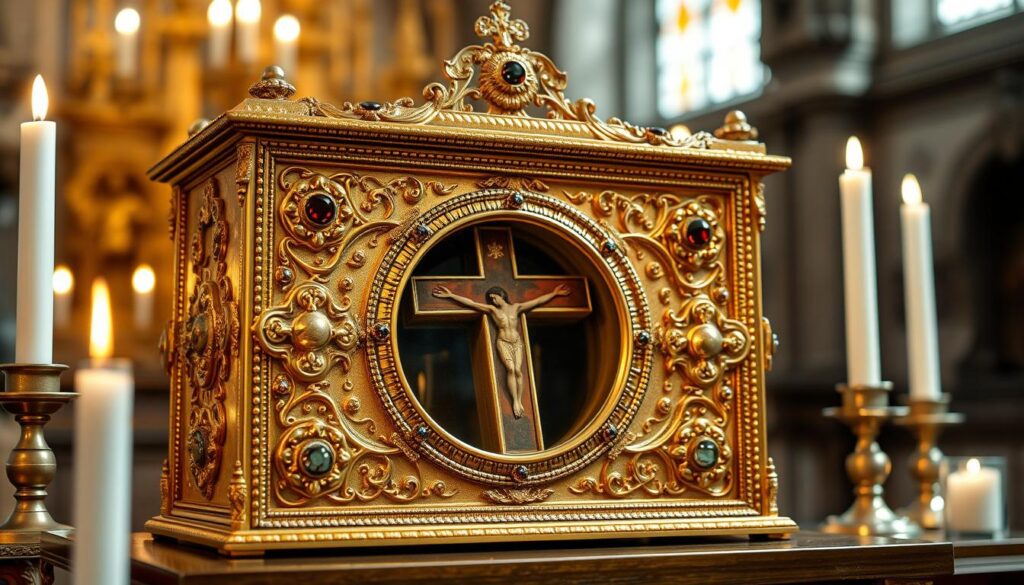 Relikwiarz zawierający fragment Krzyża Świętego Relikwiarz zawierający fragment Krzyża Świętego