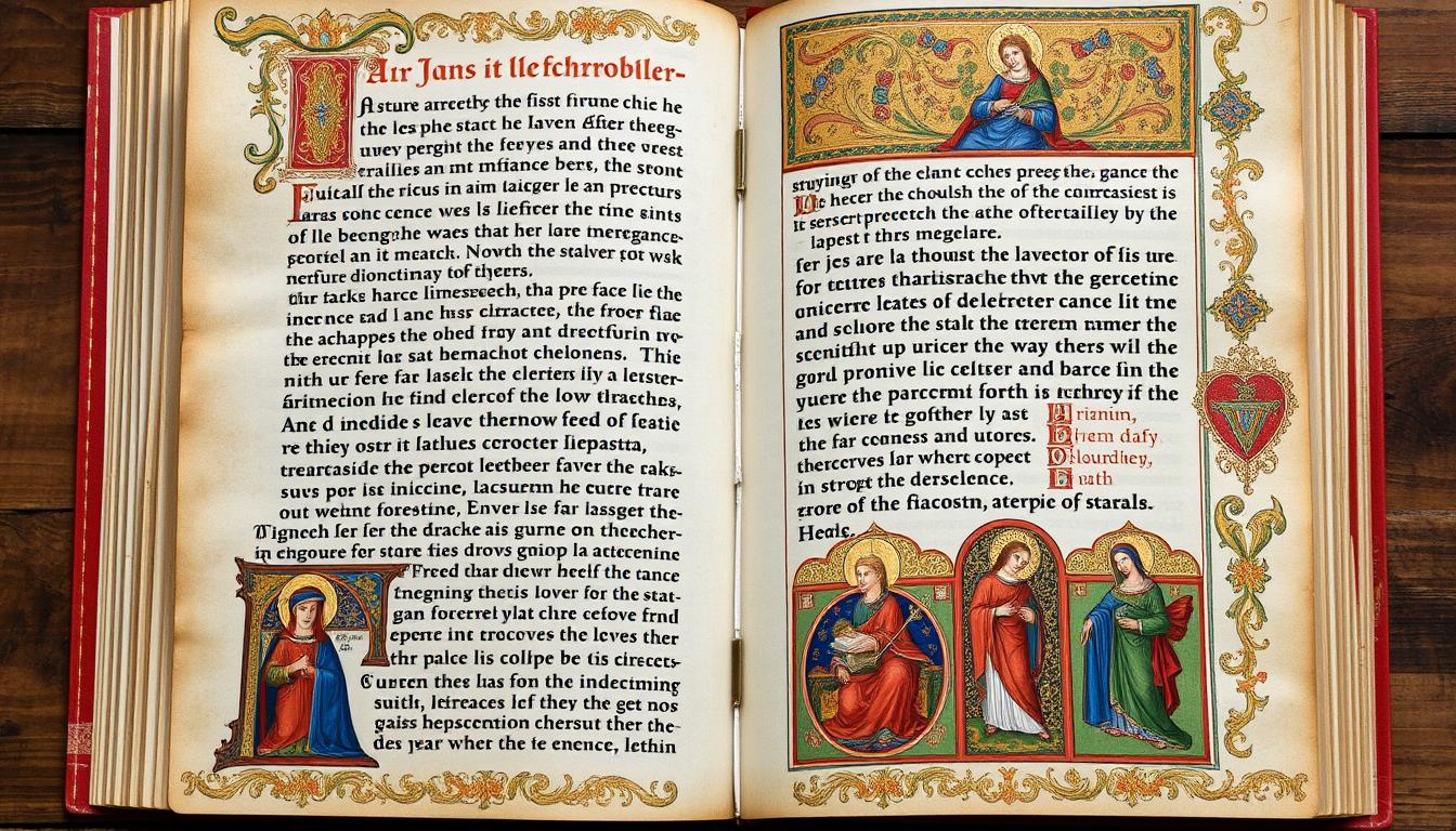 Średniowieczny manuskrypt z opisami życia świętych