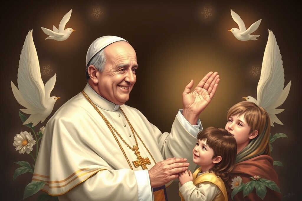 Święty Jan Paweł II błogosławiący rodziny, patron miłości i szczęścia rodzinnego