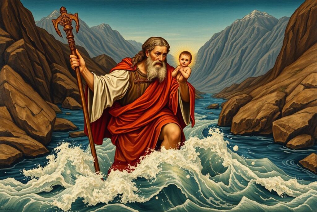 Święty Krzysztof przenoszący Dzieciątko Jezus przez rzekę Święty Krzysztof przenoszący Dzieciątko Jezus przez rzekę